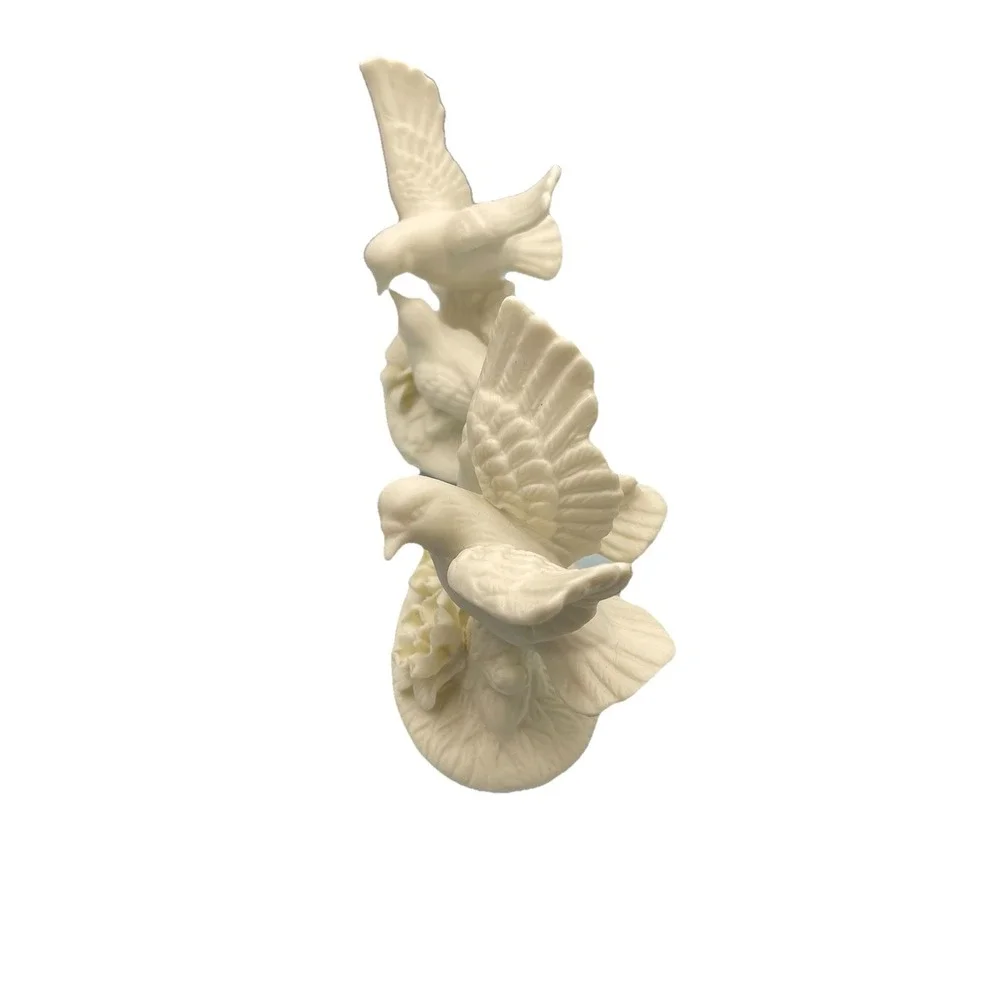 White Doves Bisque Porcelain Set Of‎ 2 Love Birds